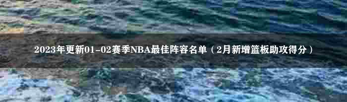 2023年更新01-02赛季NBA最佳阵容名单（2月新增篮板助攻得分）