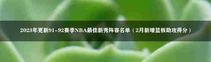 2023年更新91-92赛季NBA最佳新秀阵容名单（2月新增篮板助攻得分）