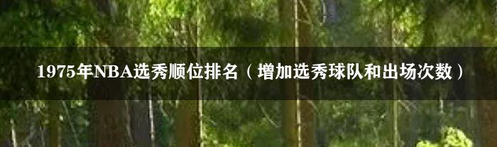 1975年NBA选秀顺位排名（增加选秀球队和出场次数）