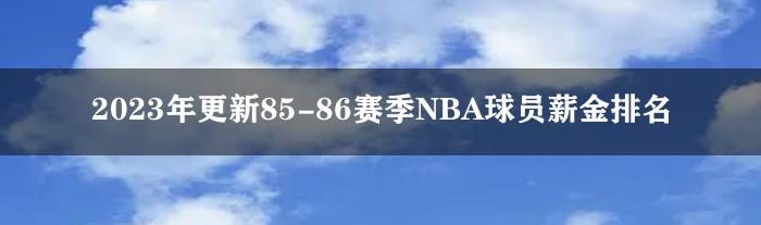 2023年更新85-86赛季NBA球员薪金排名
