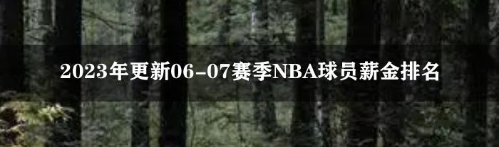 2023年更新06-07赛季NBA球员薪金排名