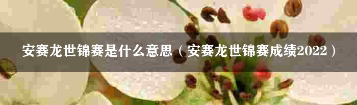 安赛龙世锦赛是什么意思（安赛龙世锦赛成绩2022）