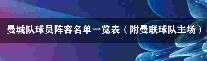 曼城队球员阵容名单一览表（附曼联球队主场）