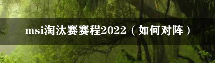 msi淘汰赛赛程2022（如何对阵）