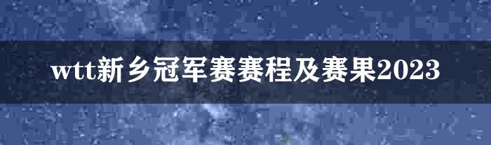 wtt新乡冠军赛赛程及赛果2023