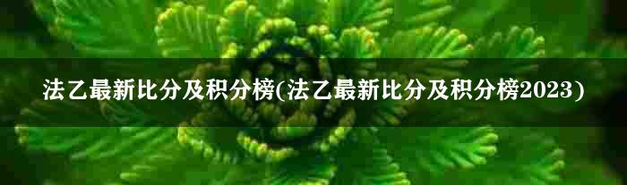 法乙最新比分及积分榜(法乙最新比分及积分榜2023)