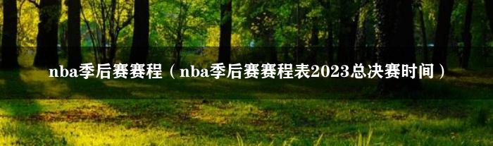 nba季后赛赛程（nba季后赛赛程表2023总决赛时间）