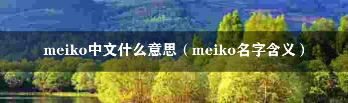 meiko中文什么意思（meiko名字含义）