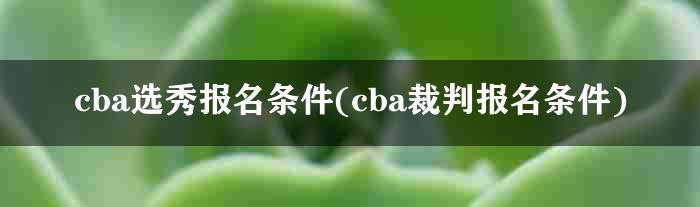 cba选秀报名条件(cba裁判报名条件)