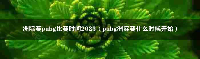 洲际赛pubg比赛时间2023（pubg洲际赛什么时候开始）