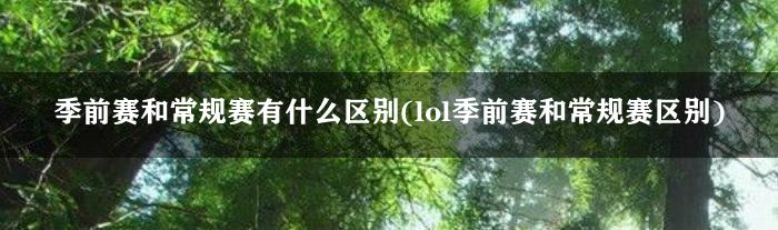 季前赛和常规赛有什么区别(lol季前赛和常规赛区别)