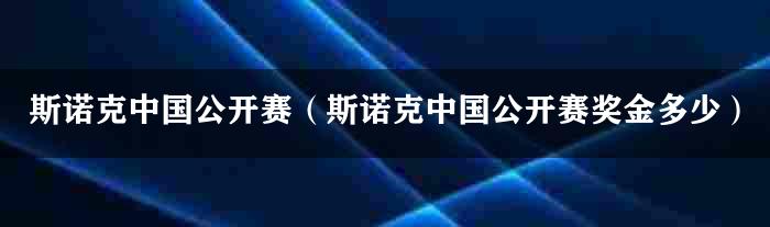 斯诺克中国公开赛（斯诺克中国公开赛奖金多少）