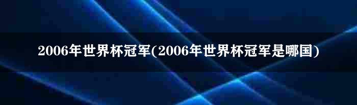 2006年世界杯冠军(2006年世界杯冠军是哪国)