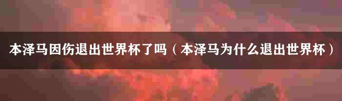 本泽马因伤退出世界杯了吗（本泽马为什么退出世界杯）