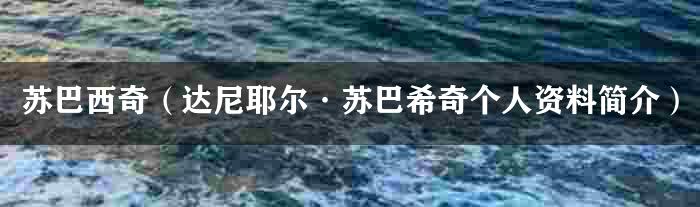 苏巴西奇（达尼耶尔·苏巴希奇个人资料简介）