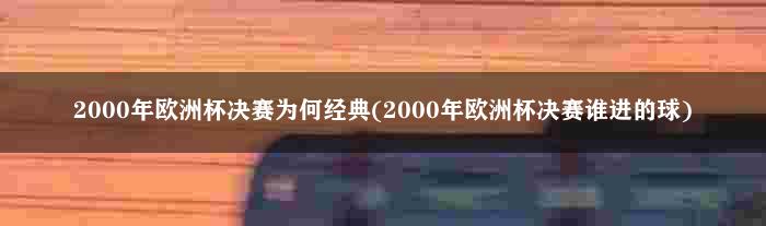 2000年欧洲杯决赛为何经典(2000年欧洲杯决赛谁进的球)