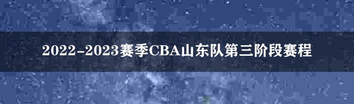 2022-2023赛季CBA山东队第三阶段赛程