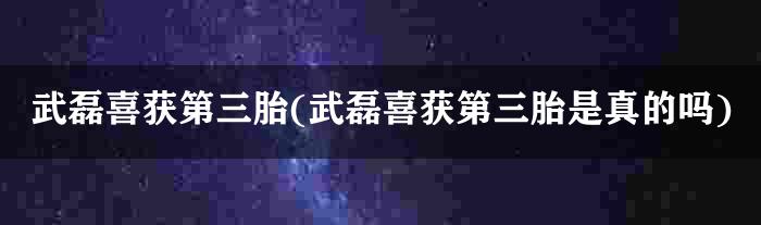 武磊喜获第三胎(武磊喜获第三胎是真的吗)