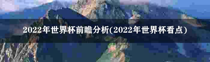 2022年世界杯前瞻分析(2022年世界杯看点)