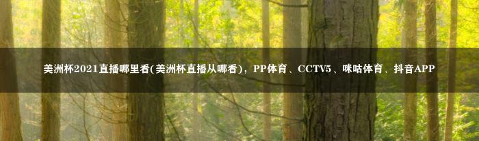 美洲杯2021直播哪里看(美洲杯直播从哪看)，PP体育、CCTV5、咪咕体育、抖音APP