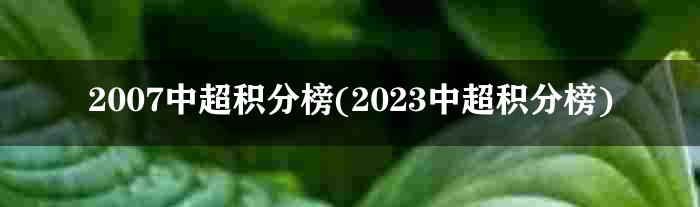 2007中超积分榜(2023中超积分榜)