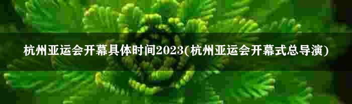 杭州亚运会开幕具体时间2023(杭州亚运会开幕式总导演)