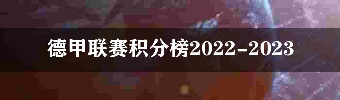 德甲联赛积分榜2022-2023